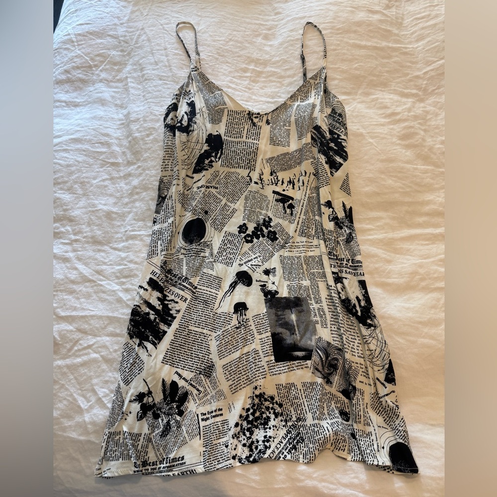 Reformation Black and Cream Print Dress